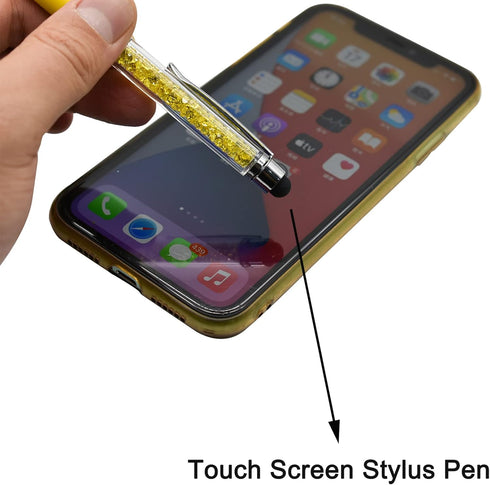Maydahui 12PCS Crystal Diamond Capacitive Ballpoint Pens, Universal Touch Screen Stylus Pen, Retractable 2 in 1 (Black