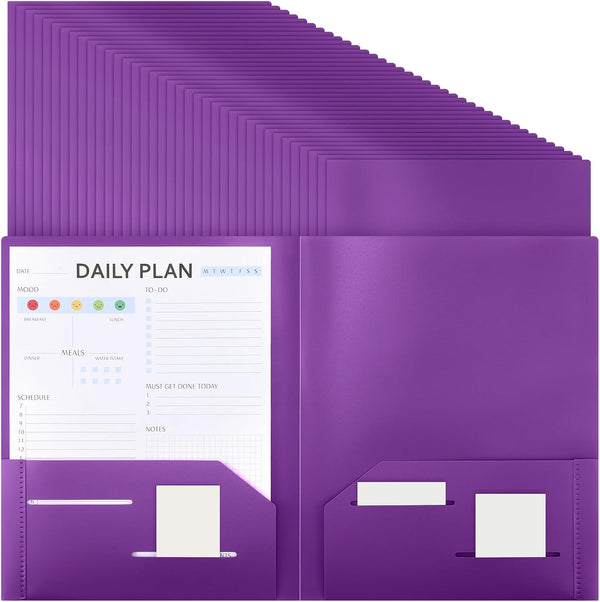 Cholemy 72 Pcs Heavy Duty Plastic Folders, 2 Pockets, 11.6 x 9.4 Inch, Colored Pocket Folders for Letter Size