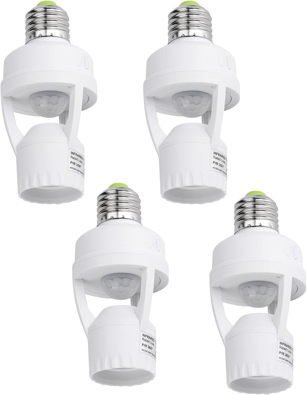 PIR Motion Sensor Light Socket Smart Screw in Light Bulb Outlet Compatible