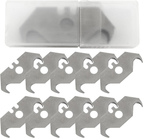 Hook Blade Utility Knife with SK5 Carbon Steel Replacement Blades, 10pcs in Plastic Case