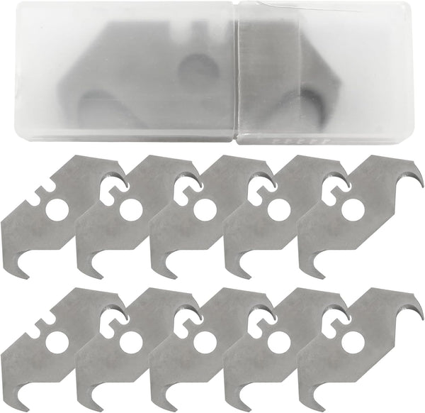 Hook Blade Utility Knife with SK5 Carbon Steel Replacement Blades, 10pcs in Plastic Case