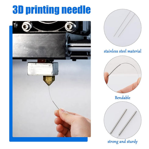 50 Pieces 3D Printer Nozzle Cleaning Kit, 0.4 mm Stainless Steel Needles Cleaner for 3D Printer Accessory
