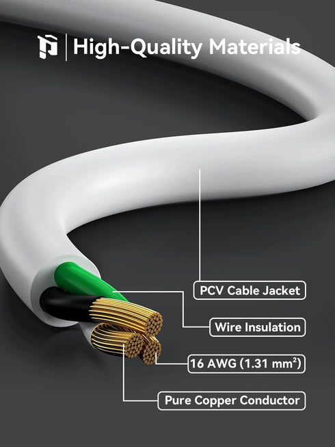 3 FT Extension Cord Black, 2-Pack Short Power Cord, Indoor/Outdoor 16 Gauge 3 Prong Grounded Wire