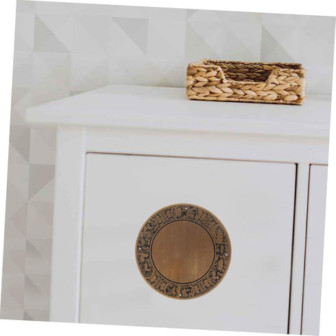 TEHAUX Copper Console Table Surface Plate Chinese Zodiac Design Antique Copper Backplate for Tv Stand and Bathroom Unit