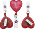 Specialist ID Heart Shaped EKG Badge Reels - 3 Pack, Retractable Cardiac Badge Reel with Alligator Swivel Clip for