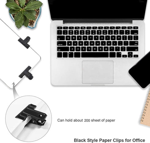 Coideal Black Large Bull Clips - 10 Pcs 3 Inch Long Metal Binder Paper Clip Clamps for Office