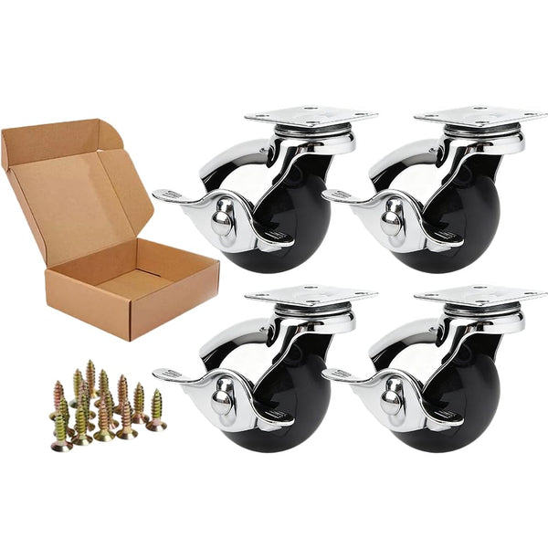 ENYKE 2" Ball Caster Wheels with Side Locking, Vintage Wheels for Furniture