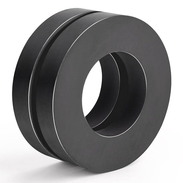 TRYMAG Ferrite Ring Magnets, Ceramic Round Magnets with Hole, OD2.36" x ID1.26" x 10mm, Pack of 2