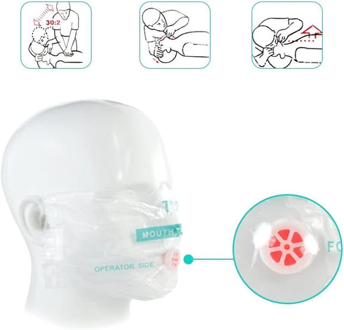 5pcs CPR Face Shield Mask Keychain Ring, Emergency Kit for First Aid or CPR Training, Blue