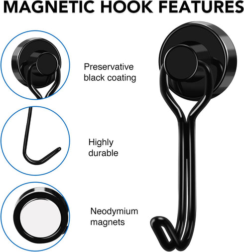 LOVIMAG Magnetic Hooks for Cruise Cabins, 25LBS Cruise Magnets with Epoxy Coating, Swivel Magnet Hooks for Kitchen,