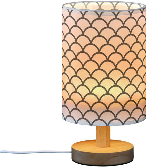 ALAZA Bedside Table Lamp for Bedroom Black White Mermaid Scales Nightstand LED Light Lamps with USB Port Linen Fabric
