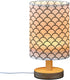ALAZA Bedside Table Lamp for Bedroom Black White Mermaid Scales Nightstand LED Light Lamps with USB Port Linen Fabric