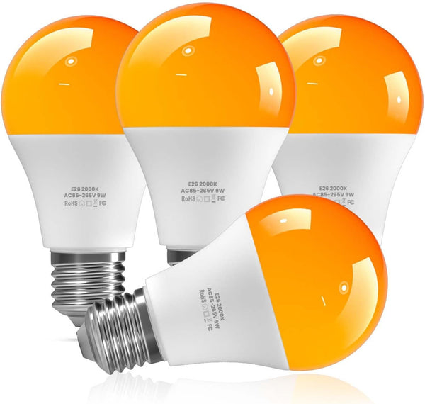 Bonlux Amber Light Bulbs 2000K, A19 9W E26 LED Yellow Soft Warm