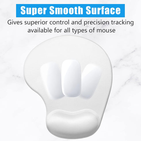 Hsurbtra Ergonomic Mouse Pad with Wrist Rest Support, Ivory White Gel Mouse Pad, Non-Slip PU Base, Memory Foam Mat