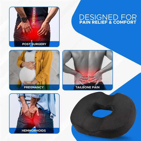 Tailbone EcoNour Comfortable Donut Pillow Seat Cushion | Memory Foam for and Hip Support | Ideal for Posture