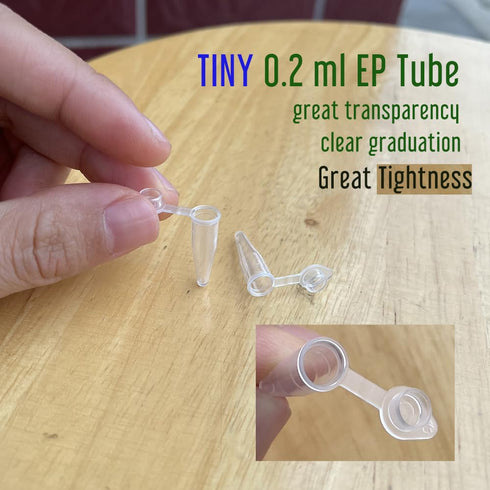 100 Piece Tiny 0.2ml Microcentrifuge Tube Graduated Holder Vial Tiny Container with Snap Cap, Clear EP Tube for Tiny Pollen Storage