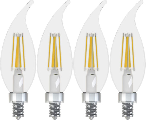 GE Lighting Relax HD LED E12 Chandelier Bent Tip Light Bulb, 60-Watt