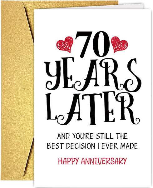 RUALOVE Romantic 70 Years Anniversary Card for Husband Wife, Sweet 70th Wedding Anniversary
