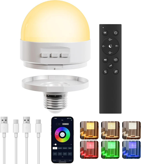 MXhme E26 2.4Ghz Rechargeable Light Bulb with Remote Control,Battery Operated Light Bulb for