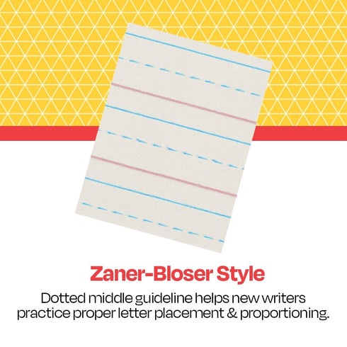 School Smart Zaner-Bloser Paper, 500 Sheets White, 1/2 Inch Ruled, 8 x 10-1/2 Inches