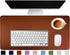 Busnos 35.4"x17", Brown Desk Cover - Cute Desk Mat, Non-Slip PU Leather, Large Mouse Pad, Beige Office Accessory
