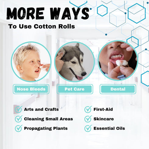 2000 Count Dental Cotton Rolls | Absorbent Nose Bleed Stoppers and Nose Plugs for Dental Procedures, Wisdom Teeth