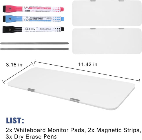 Monitor Memo Board - 2 pcs Magnetic Whiteboard Memo Board for Desktop with 3 Pens