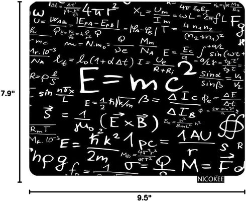 Physics Rectangle Gaming Mousepad, E=mc2 Fun Phenomena Mouse Mat for Computer Desk, 9.5 x 7.9 Inch
