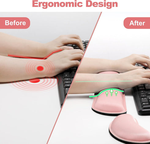 Upgrade Cleanable PU Leather Keyboard Wrist Pillow Rest Pad - Gimars Enlarge Mouse Cushion Support for Office