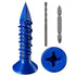 WenSilon 100 PCS 1/4"x1-1/4 Concrete Screw Anchor Blue Flat Head for Anchoring to Masonry, Block or Brick
