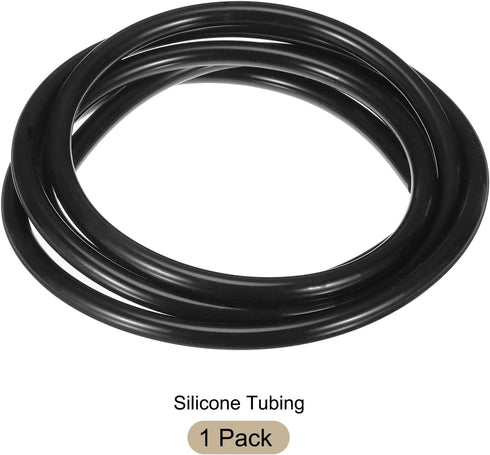 2m(7ft) Black Silicone Tubing 6.4mm(1/4") ID x 9.5mm(3/8") OD, Pure Silicone Hoses for Pump Siphoning, Draining