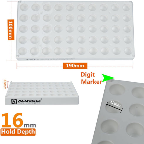 2PCS Autosampler Vial Rack, White, 12mm Multipurpose Vial Tray Holder Plastic for Lab 2ml Vial Storage by ALWSCI