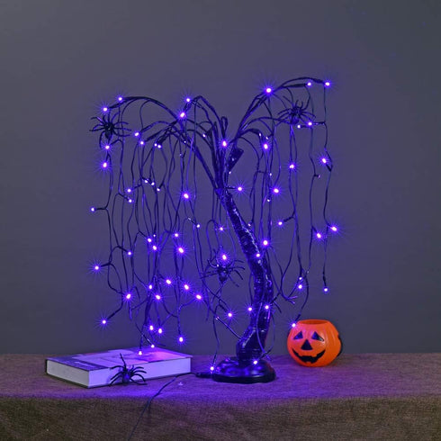 24-inch Light,80 LIGHTSHARE Halloween Willow Tree LED Spooky Bonsai Night LED Lights, Battery Powered or DC