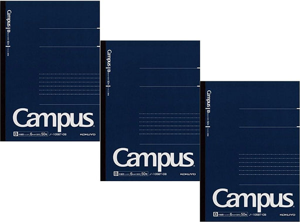 KOKUYO Campus A5 Pre-Dotted Notebook, 30 Lines X 50 Sheets, 100 Pages, 6 mm Rule, Pack of 3 Dark Blue