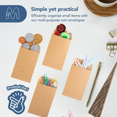 MOS #1 Coin Envelopes – 2-1/4" x 3-1/2" - Brown Self-Seal Coin Envelopes #1 (550 Count) for Cash, Budgeting, Seed