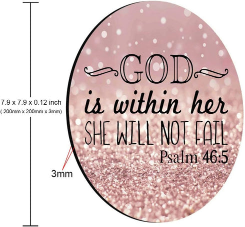 Psalm 46:5 God is Within Her, She Will not Fall - Bible Verse Purple Sparkles Glitter Pattern Mouse Pad, Non-Slip Rubber