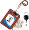 Life-Mate PU Leather ID Badge Holder Wallet Case with Zipper, 5 Card Slots, 19" Neck Lanyard, Heavy Duty Metal Reel