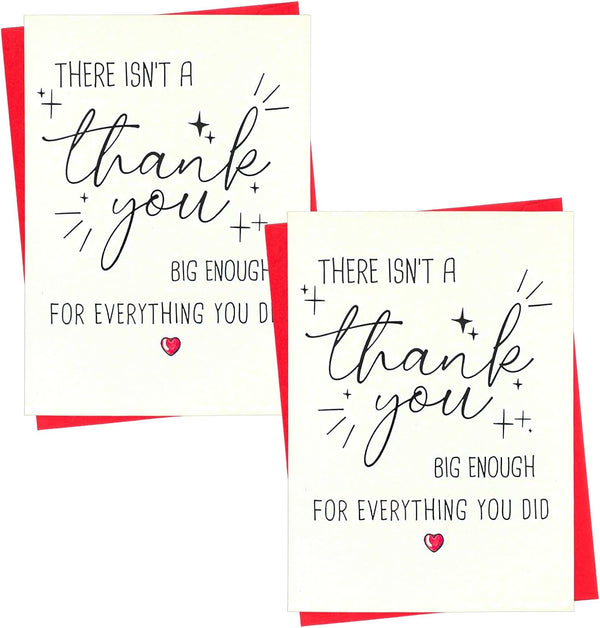 KFHENSOMR 2Pcs Funny Thank You Card with Red Envelope, Appreciation Greeting Card for