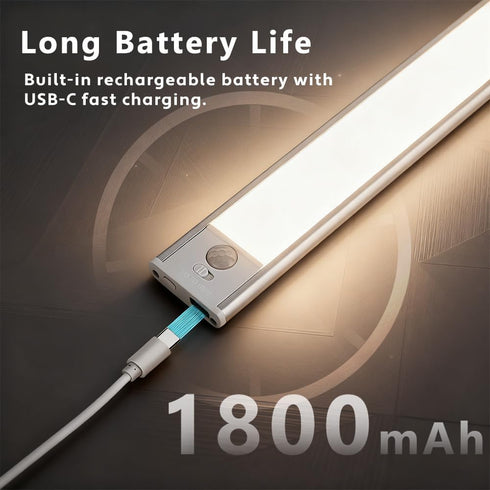 JKHTBDM 2Pack 2200mAH Dimmable Counter Closet, Stairs(11.8'') Under Cabinet Lighting, Recharge Motion Sensor Light
