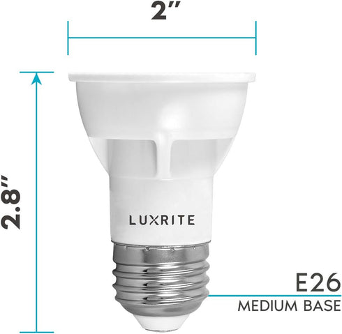 LUXRITE PAR16 LED Bulb, 5.5W (50W Equivalent), 4000K Cool White, 450 Lumens, Dimmable, 4 Pack