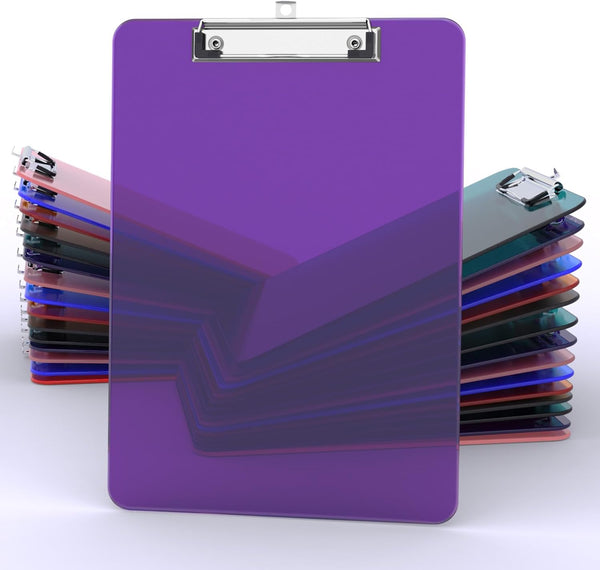Bulk Clipboards Set of 30, Colored Clear Clip Board 8.5x11 for Classroom, Office & School Supply