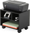 FITUEYES Mobile Printer Stand with Storage, Small Rolling Work Cart with Wheels, Black Wood, 15.7 x 11.8 x 13.8 for
