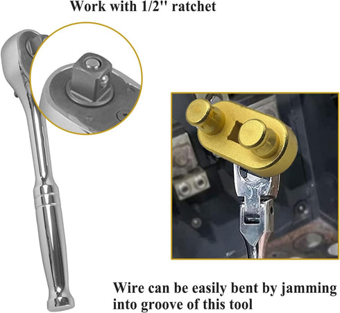 77455 Cable Bender Tool, Connects to 1/2'' Ratchet, Maximum Bending Up to 500 MCM, Gold