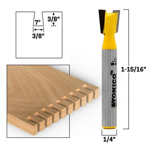 Set 5 1/4-Inch 14520q YONICO Dovetail Router Bit Bit Shank