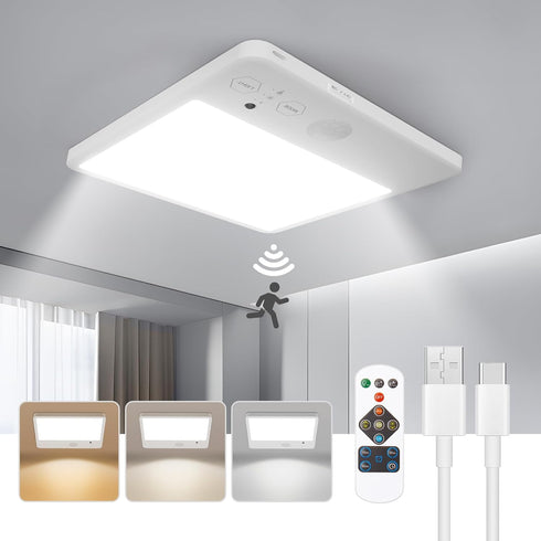 Rechargeable Ceiling Light with Remote No Wiring ,12000mAh Motion Sensor Battery Operated