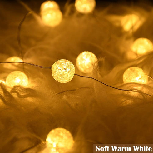 Grandhome 10ft 30 8 Globe String Lights, Crystal Ball Led String Lights Warm White, LED Fairy Lights Battery Operated