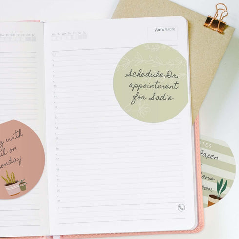 Plant Theme Sticky Note Pad Assortment, Set of 3 Round Flat Top Plant Lady Note Pads, 50 Sheets Per Pad