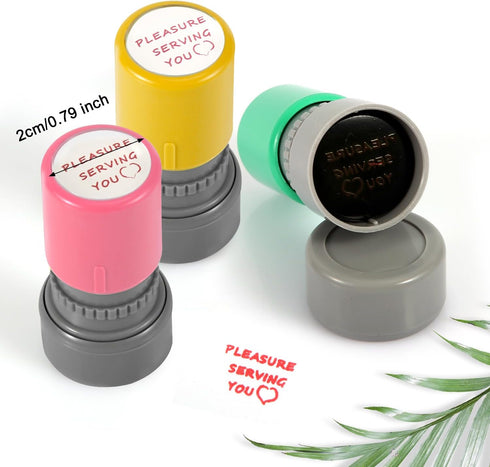 PEUTIER 3pcs Pleasure Serving You Stamps, Server Stamps for Checks Stationery Stamp Self Ink Stamp for Service Work