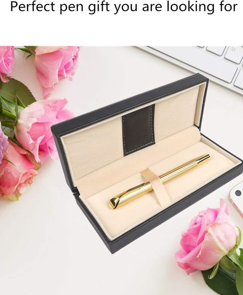 Rollerball Pen for Men Women Executive Home Office Use, Refillable 0.7mm Black Ink G5 with Gift Box (Luxury Gold)