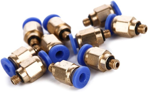 Eowpower 10 Pcs PC4-M5 Pneumatic Air Straight Quick Fitting, 4mm Thread M5 Connector